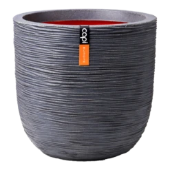 Capi Bloempot Bol Nature Rib NL - D43 X H41cm - Donkergrijs