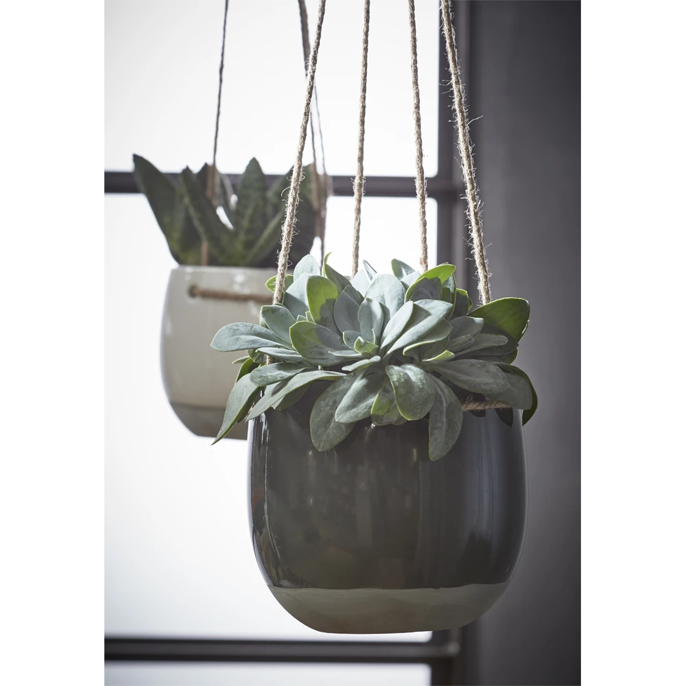 Hangpot Resa - D18,5 X H17cm - Donkergrijs 2 Hangpot Resa - D18,5 X H17cm - Donkergrijs - Afbeelding 2