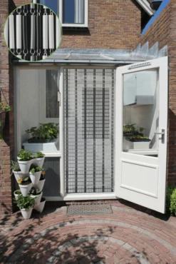 Vliegengordijn Banen - Wit/Zwart/Zilver - 100 X 232cm - Sun-Arts -Huisdecoratie vliegengordijn banen wit zwart zilver 100 x 232cm sun arts 100 3