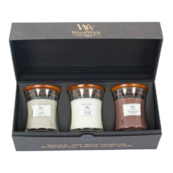 Woodwick Deluxe Gift Set Mini Jar Woody - Geurkaars