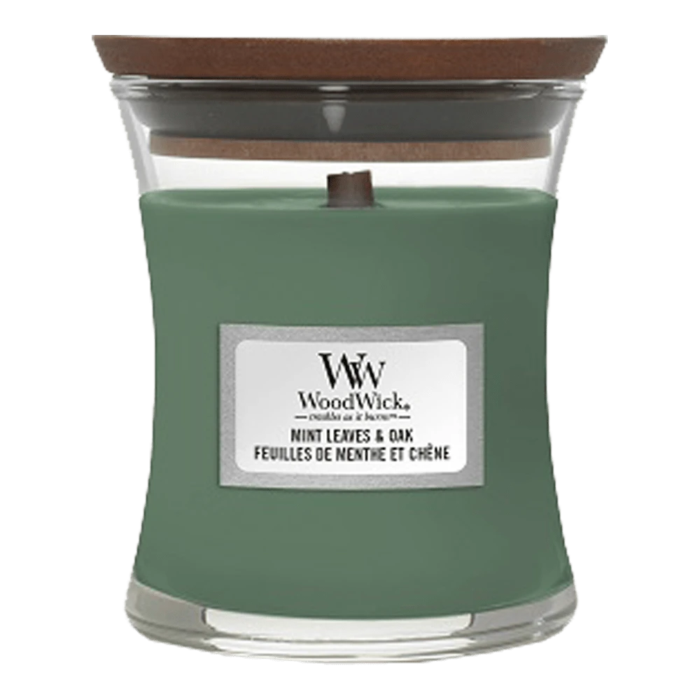 Woodwick Mint Leaves & Oak Mini Candle - Geurkaars 1 Woodwick Mint Leaves & Oak Mini Candle - Geurkaars