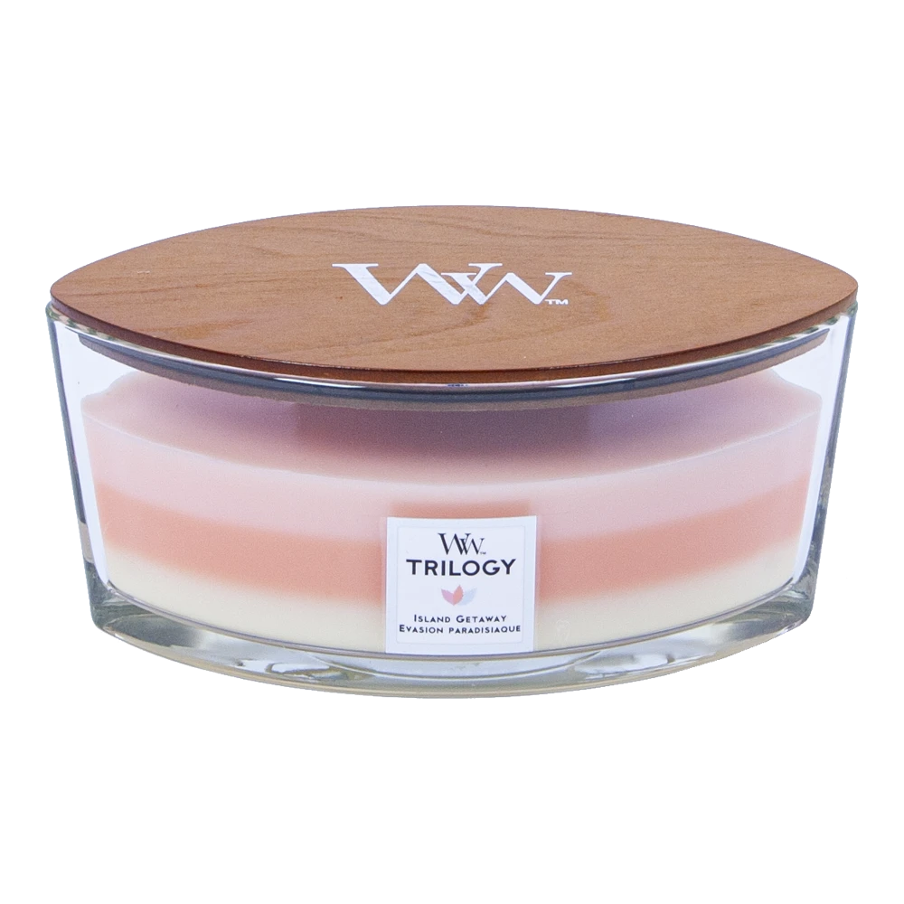 Woodwick Trilogy Island Getaway Ellipse Candle - Geurkaars 1 Woodwick Trilogy Island Getaway Ellipse Candle - Geurkaars
